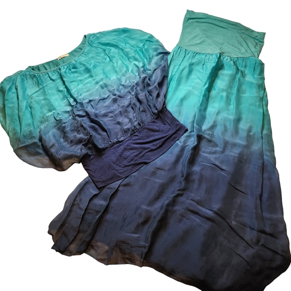 Giusy Dresses & Skirts - GIUSY Women's Ocean Colors Silk Skirt Set Made in Italy Size Small